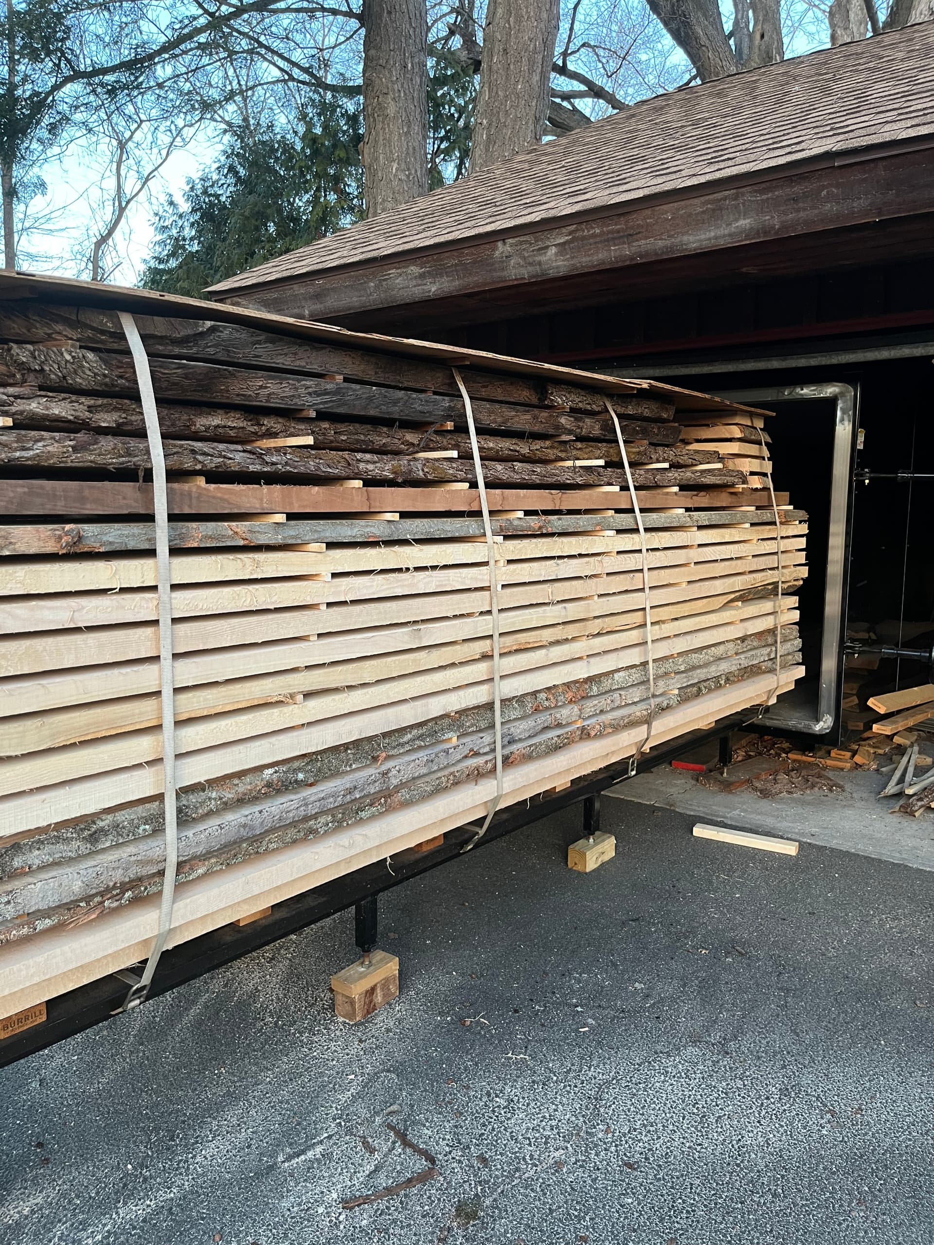 Slabs being loaded into the kiln, showing interior stacking